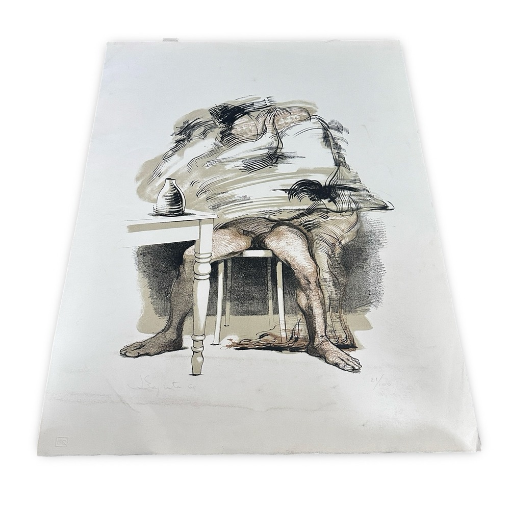 Julio Zagasta Couple II Signed‎ Numbered Lithograph 21/100 Abstract Figure 1969